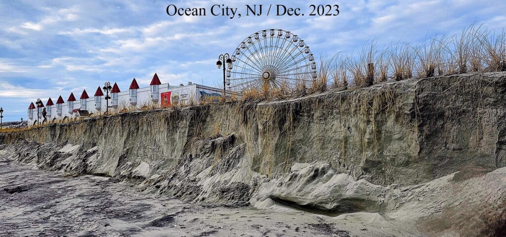 beach erosion in Ocean City, NJ / December 2023